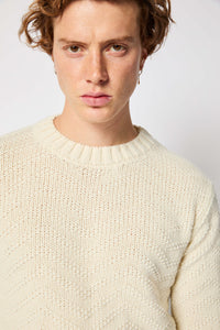 Ivory white cable knit crewneck white