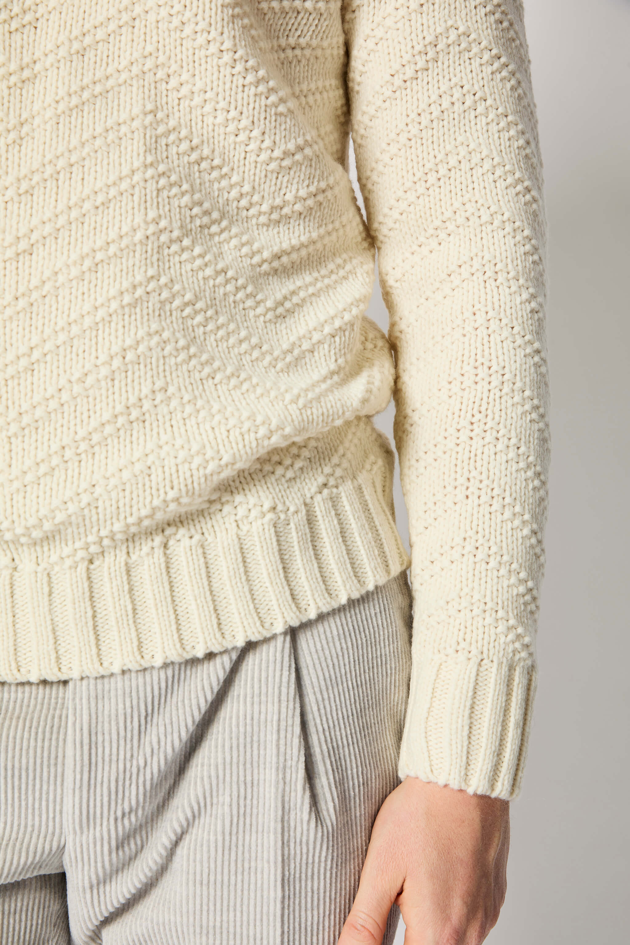 Ivory white cable knit crewneck