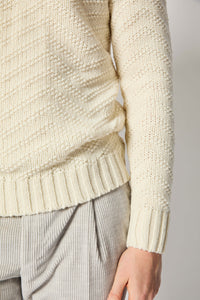 Ivory white cable knit crewneck white