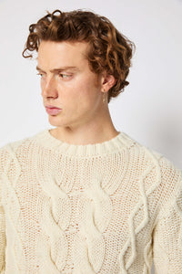 Cable-knit crewneck in ivory white