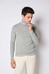Turtleneck sweater in light gray melange light grey