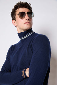 Turtleneck sweater in dark blue blue