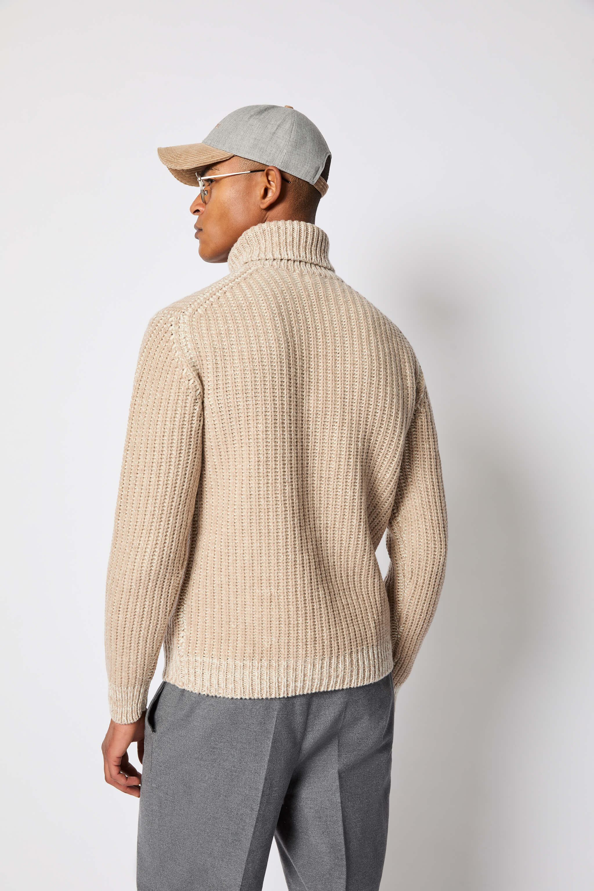 Chunky-knit turtleneck sweater in ivory