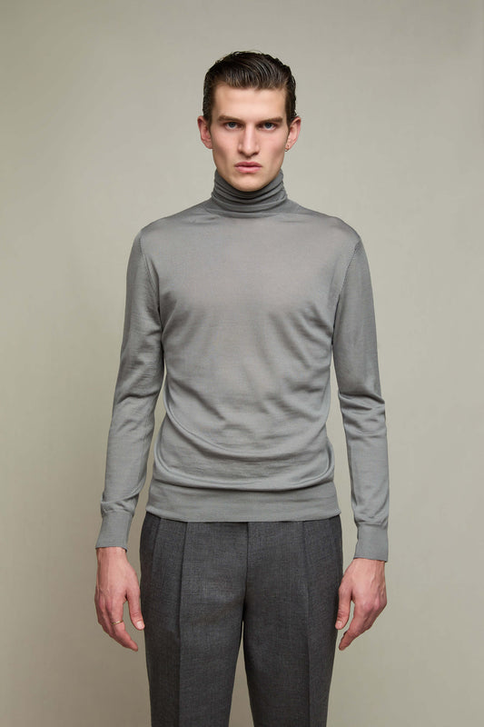 Wool turtleneck sweater in light gray