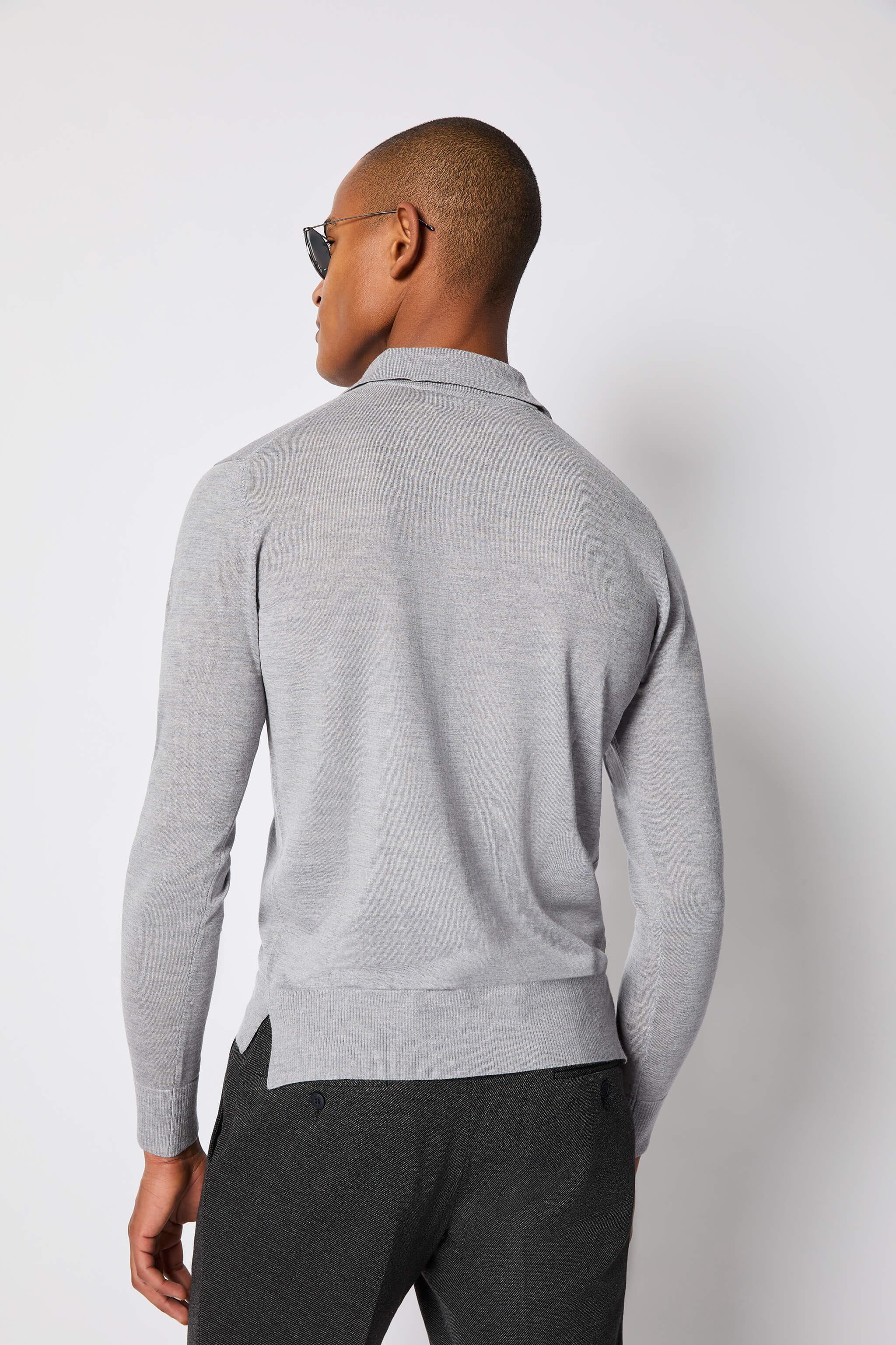 Maglia camicia grigio ghiaccio in lana