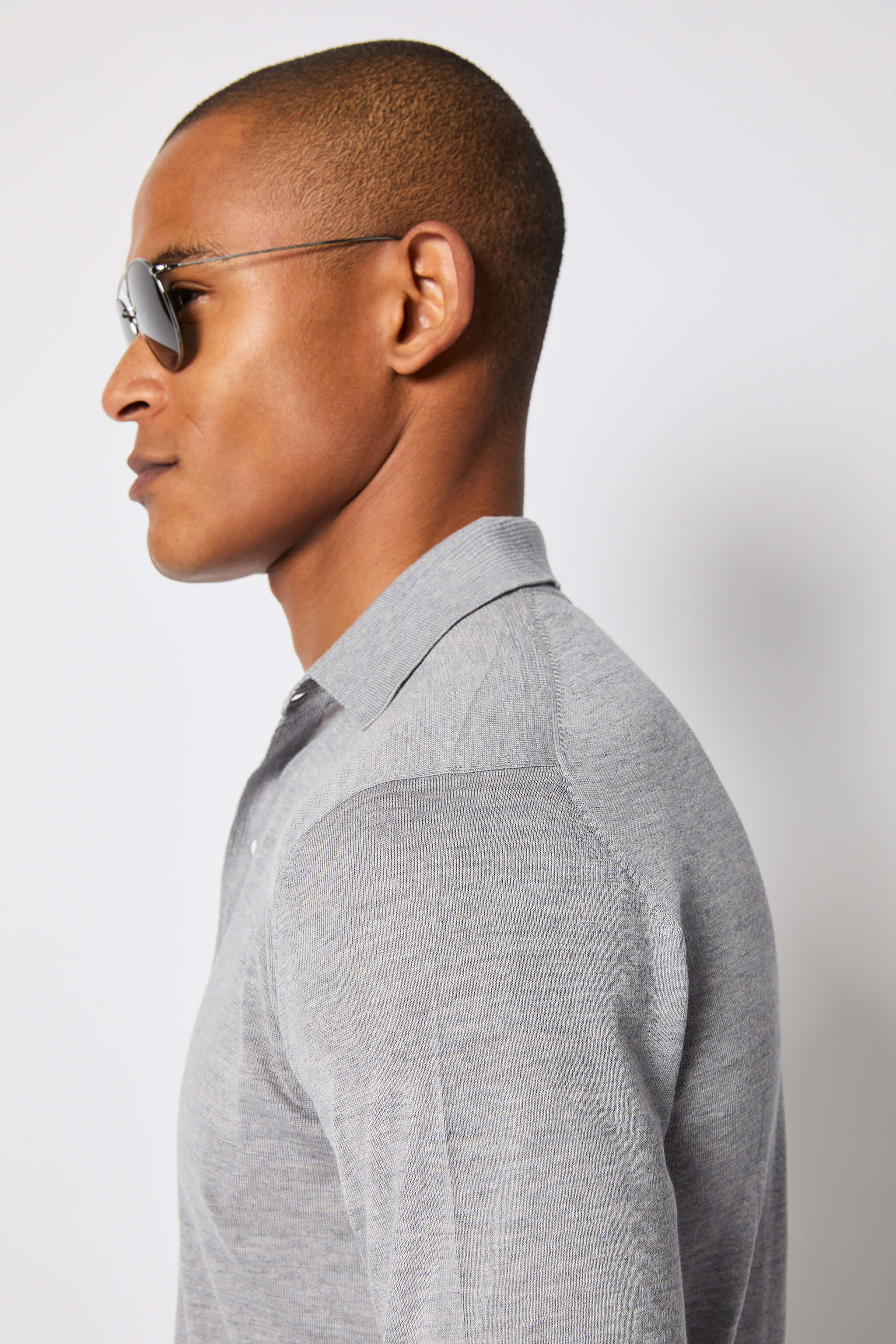 Maglia camicia grigio ghiaccio in lana