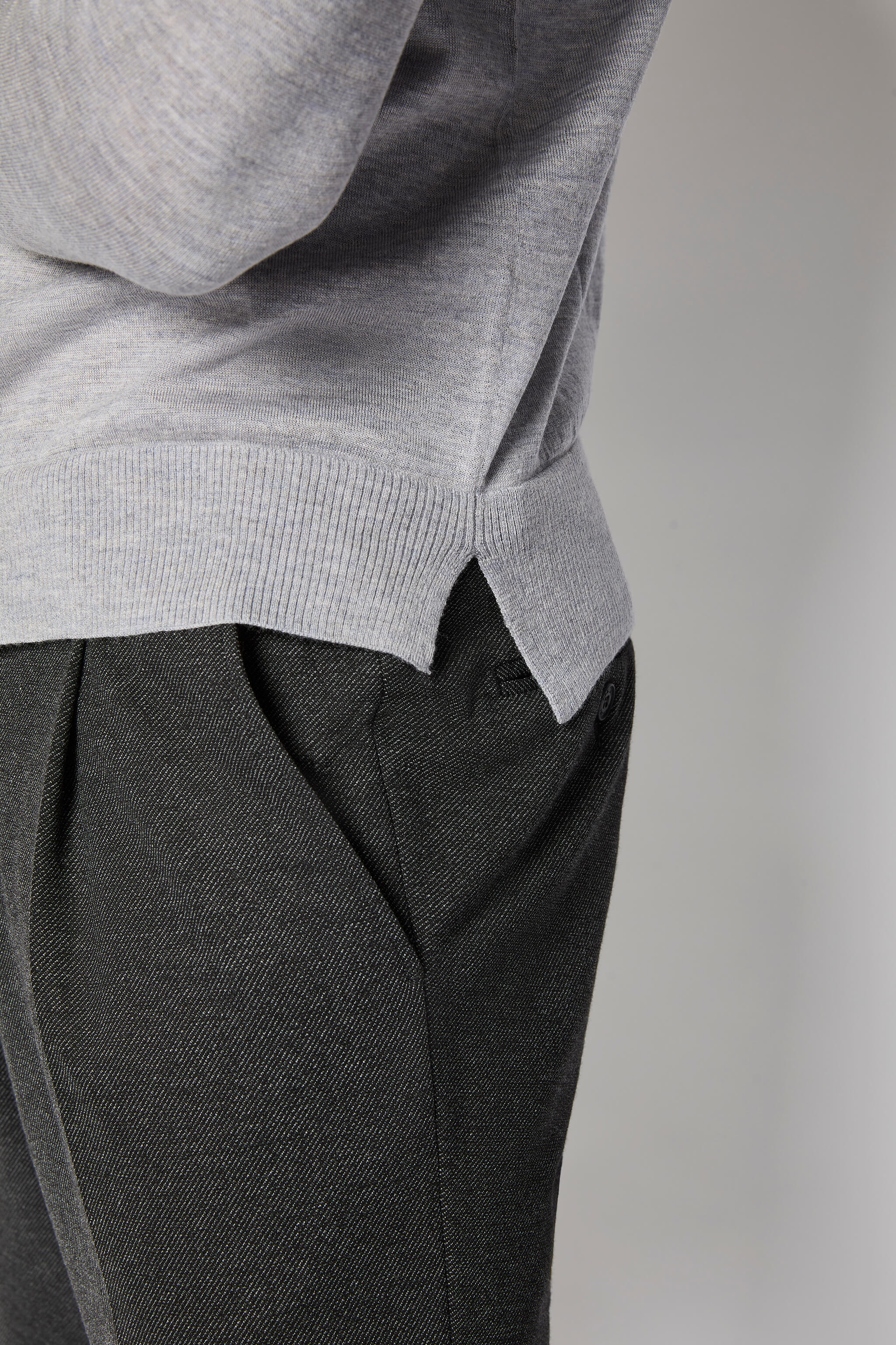 Maglia camicia grigio ghiaccio in lana