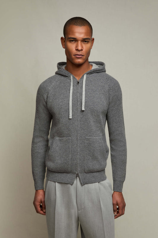 Knit hoodie in gray