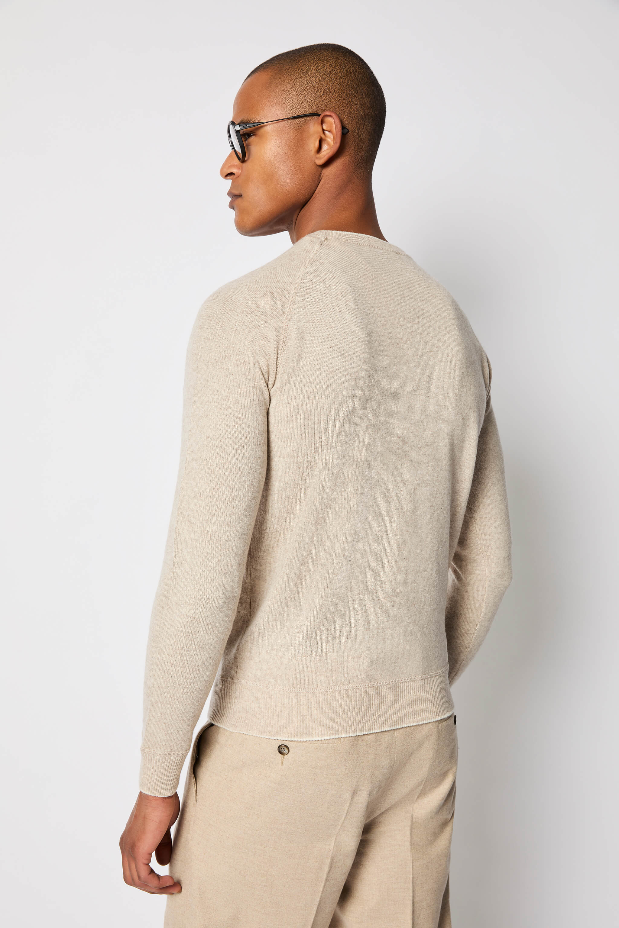 Crewneck sweater in light hazelnut