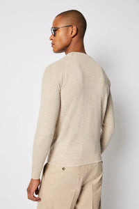 Crewneck sweater in light hazelnut beige