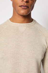 Crewneck sweater in light hazelnut beige