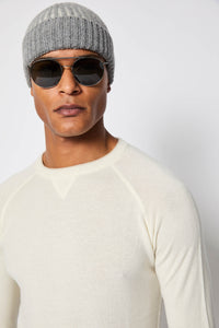 White wool and cashmere crewneck white