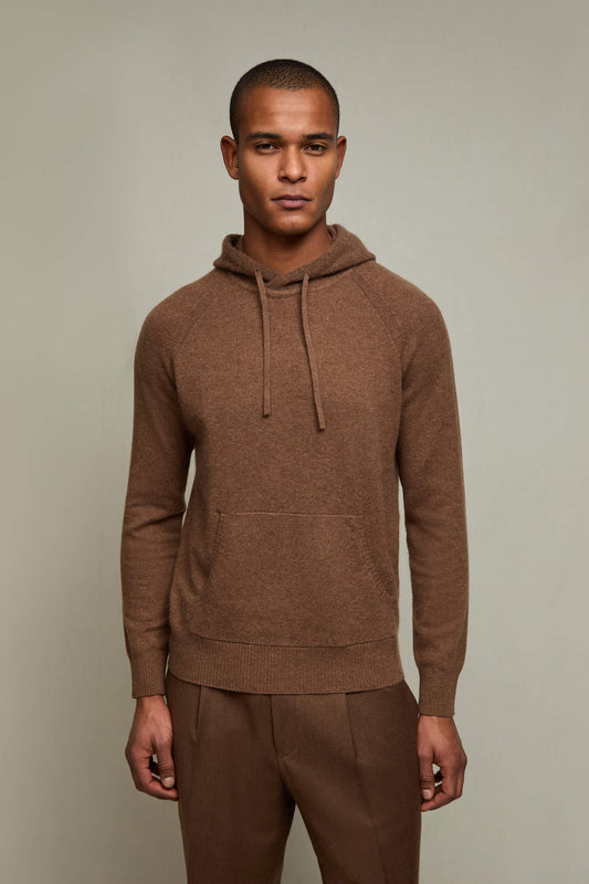 Wool-cashmere sweatshirt in tobacco