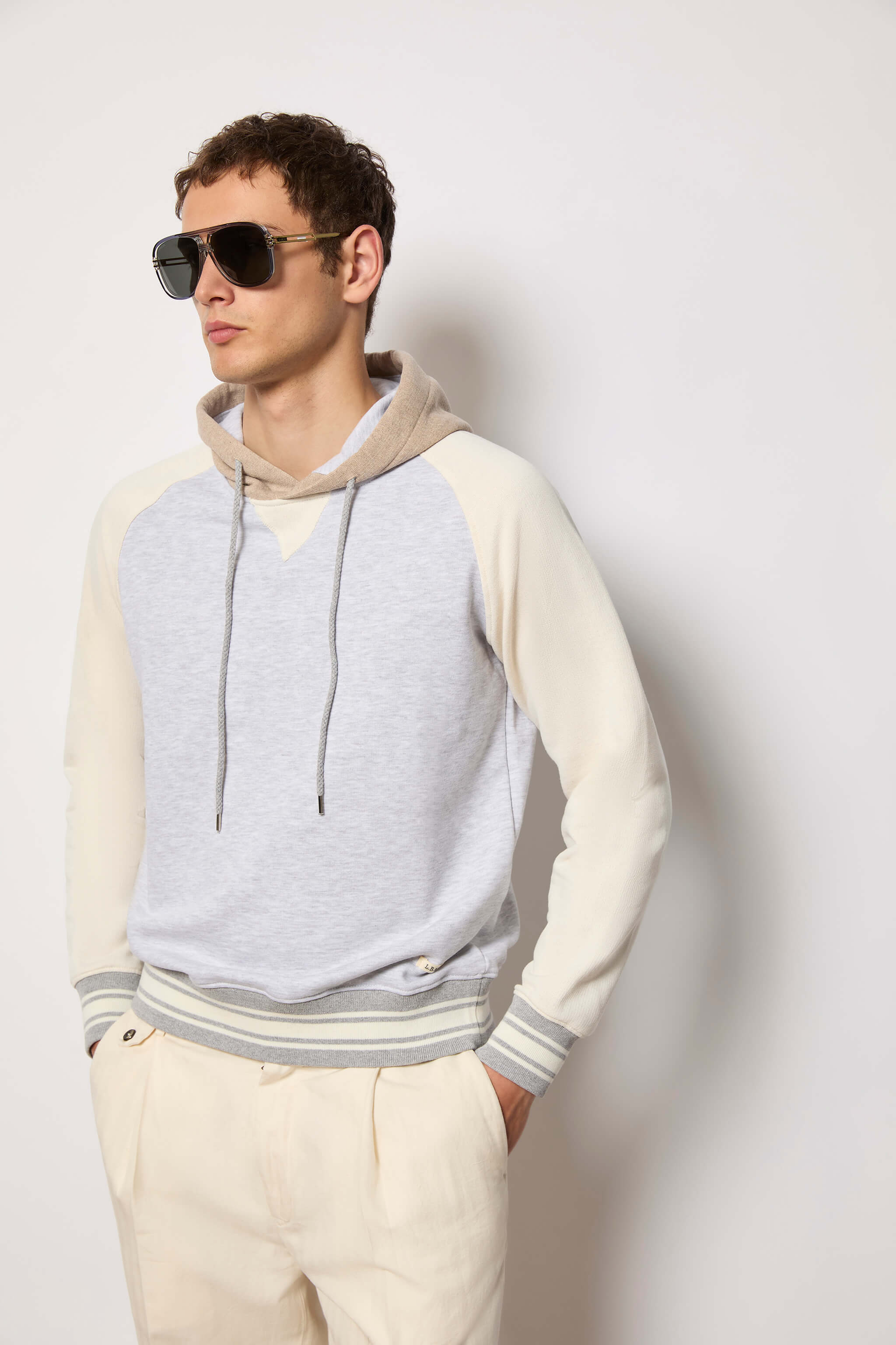 Hoodie with contrasting sleeves and details