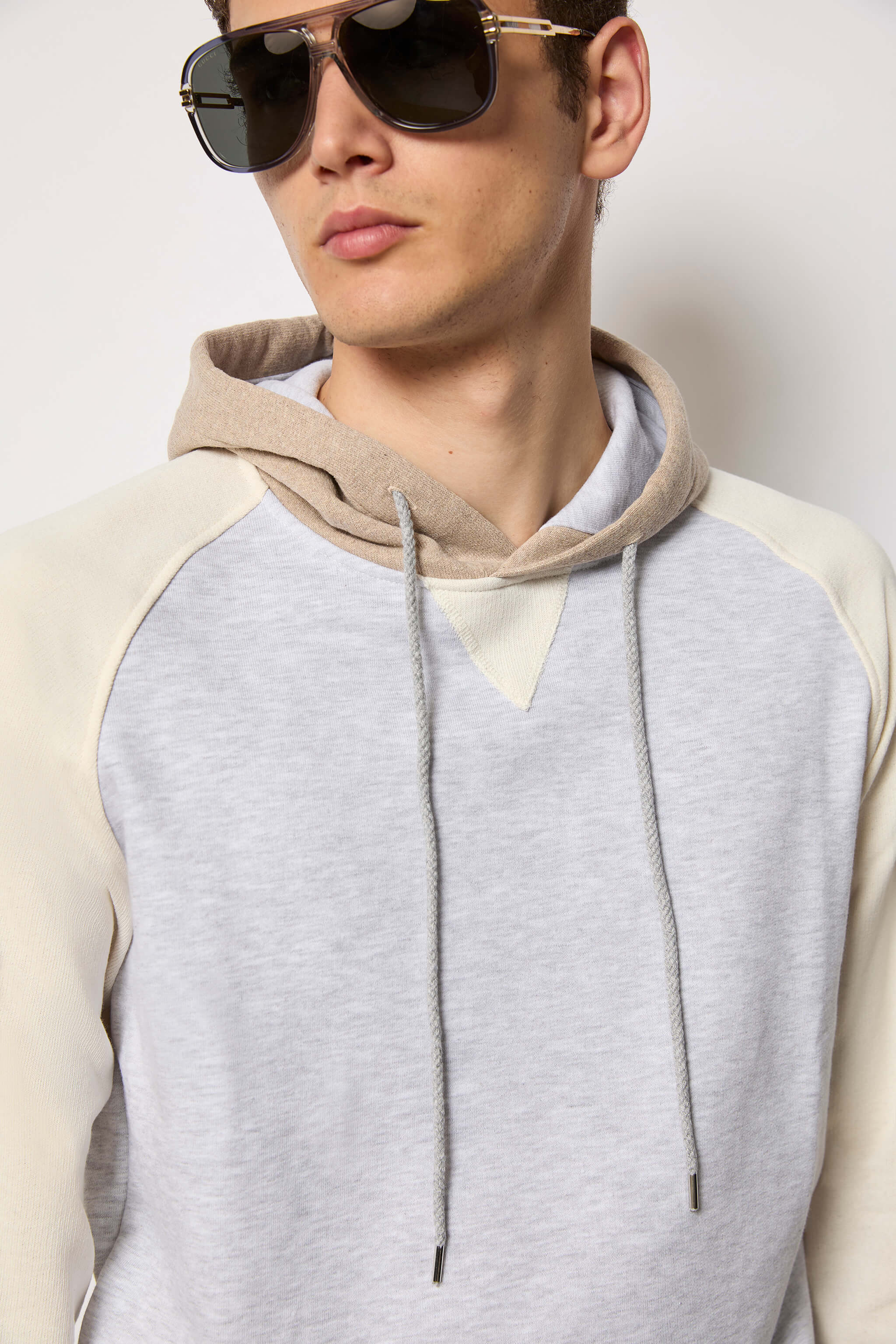 Hoodie with contrasting sleeves and details