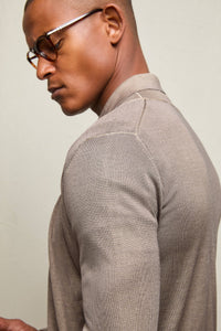 Silk/cashmere cardigan in taupe | L.B.M. 1911
