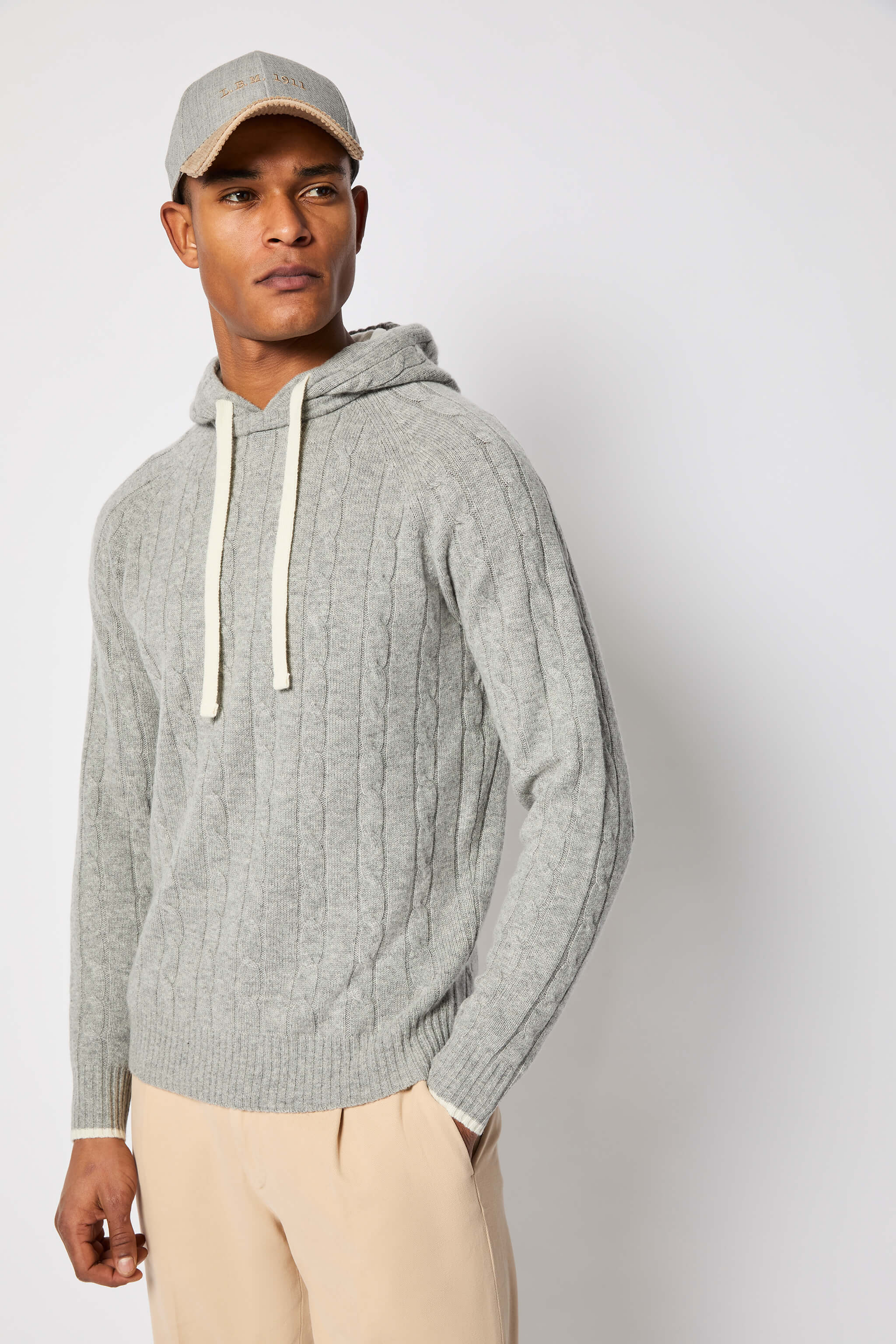 Gray knit hoodie - Main Image