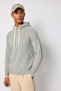 Gray knit hoodie blue