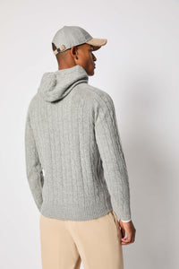 Gray knit hoodie blue