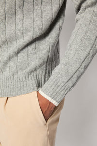 Gray knit hoodie blue