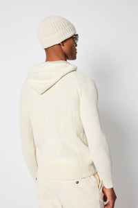 Felpa in maglia con zip e cappuccio bianca bianco