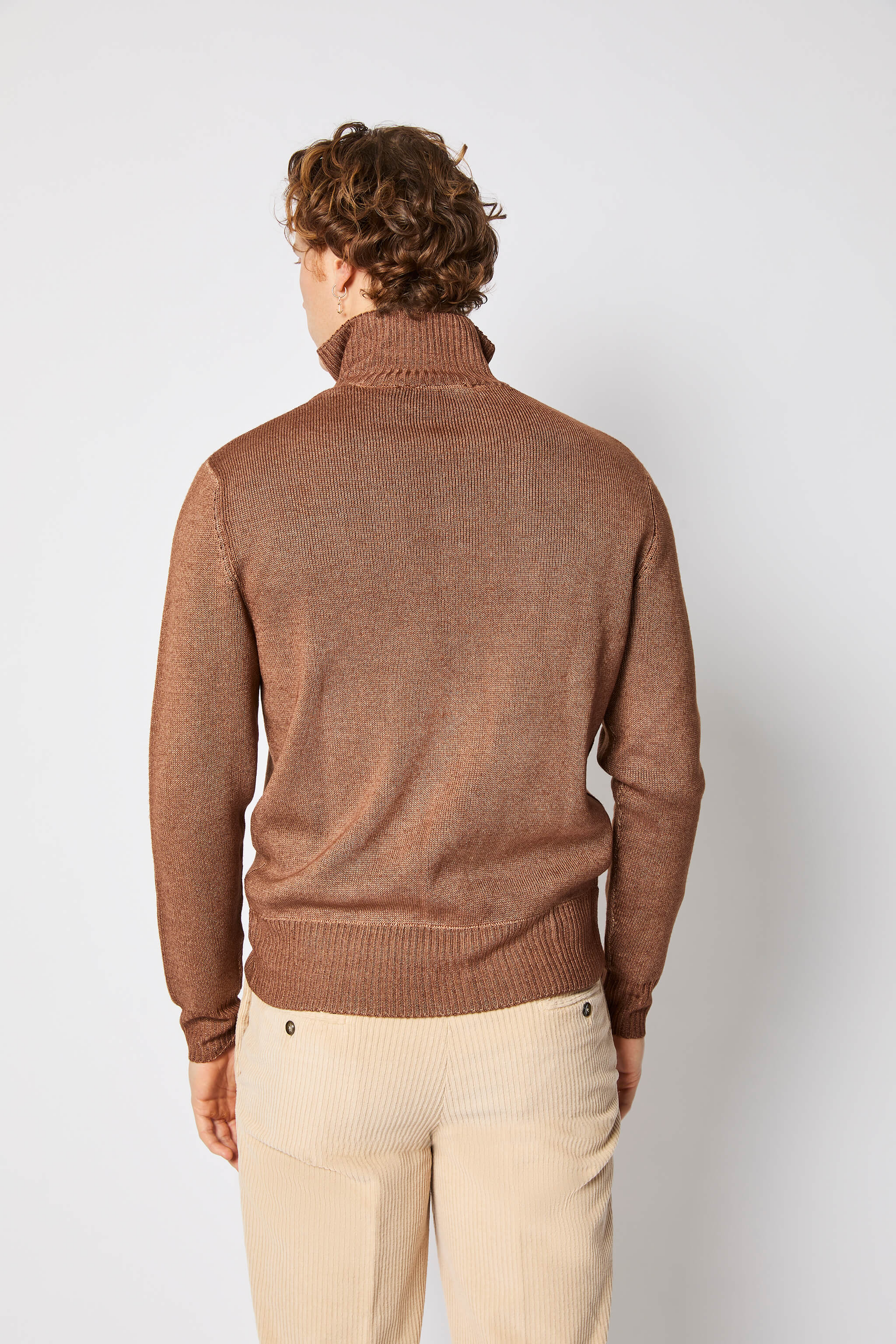 Knitted bomber jacket in hazelnut