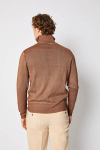 Knitted bomber jacket in hazelnut earth