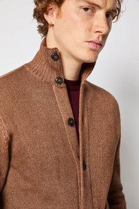 Knitted bomber jacket in hazelnut earth