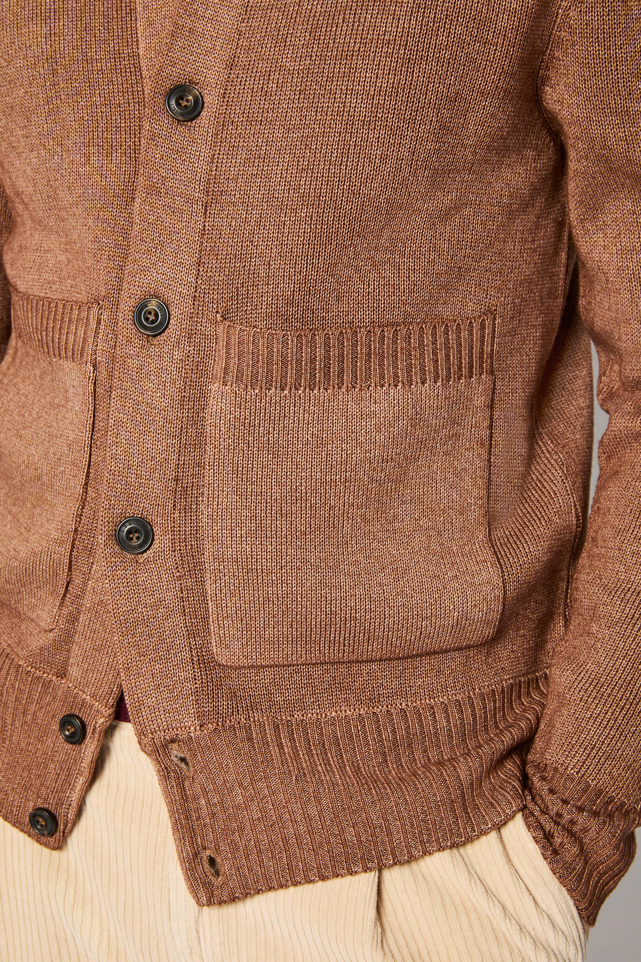 Knitted bomber jacket in hazelnut