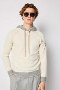 Knit hoodie in ivory white