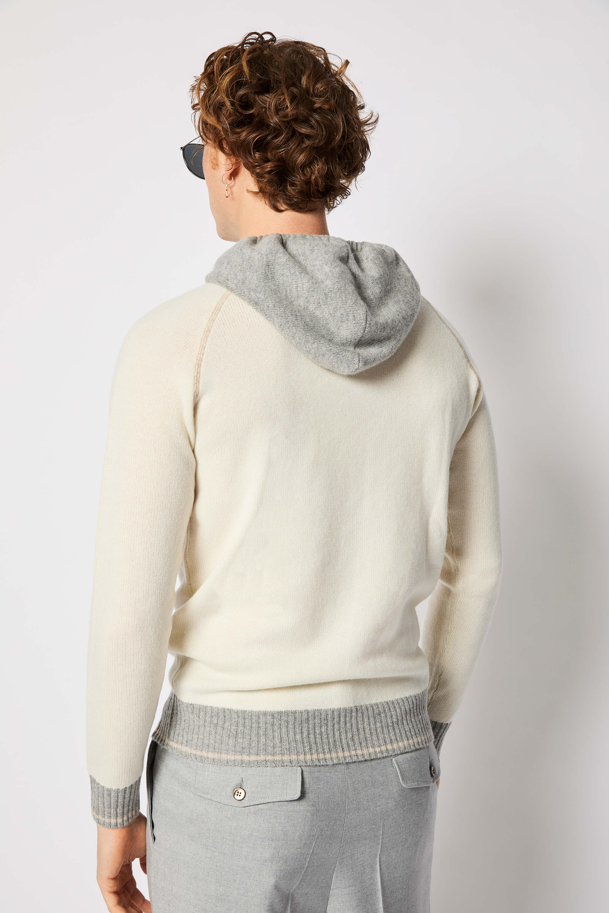 Knit hoodie in ivory