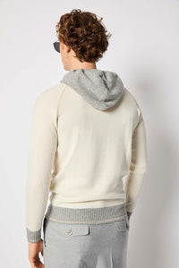 Knit hoodie in ivory white