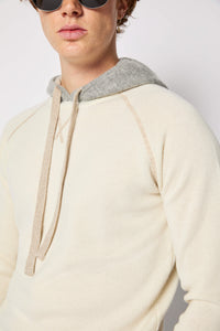 Knit hoodie in ivory white