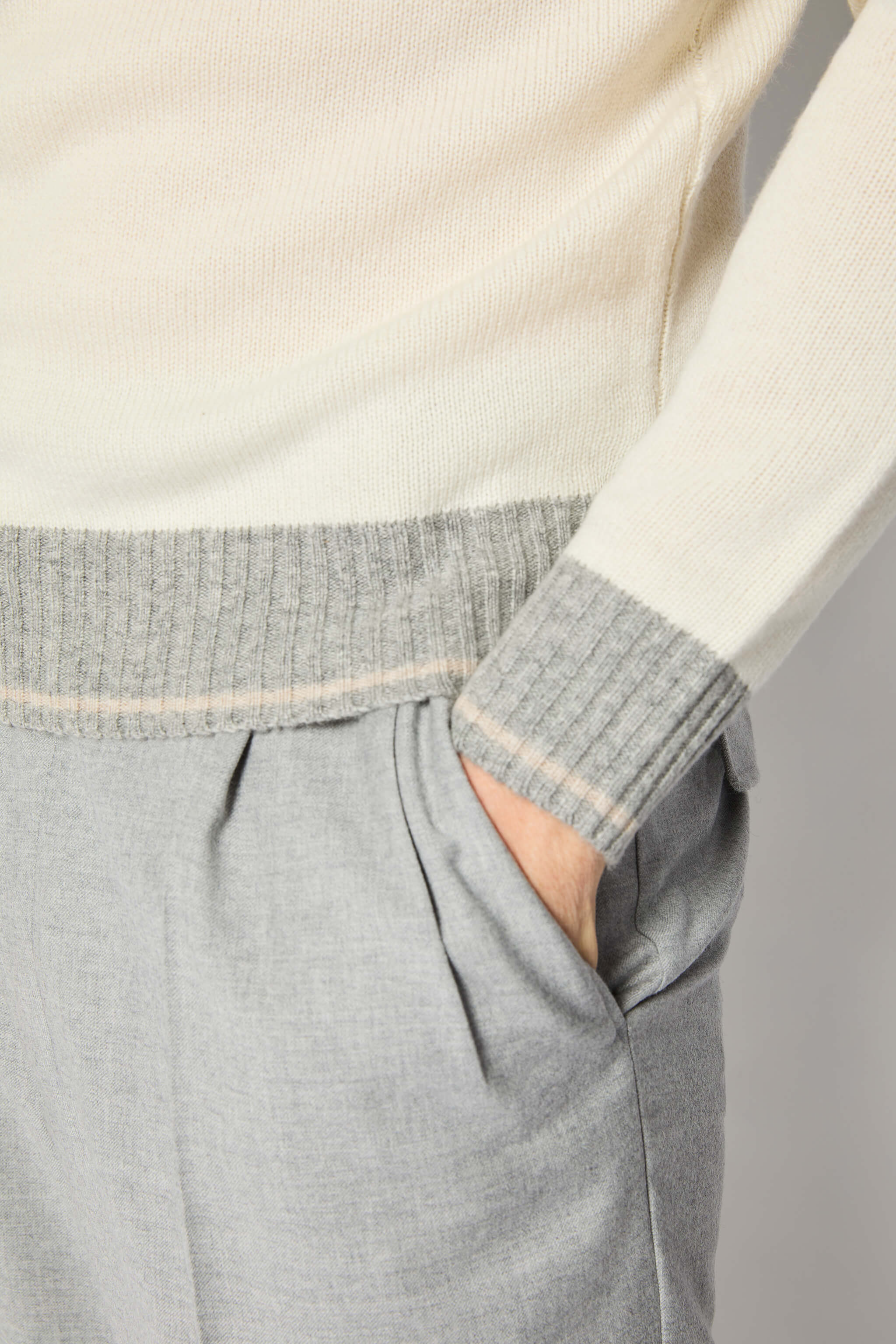 Knit hoodie in ivory
