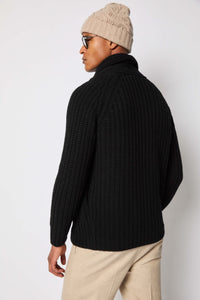 Black wool double-breasted cardigan black