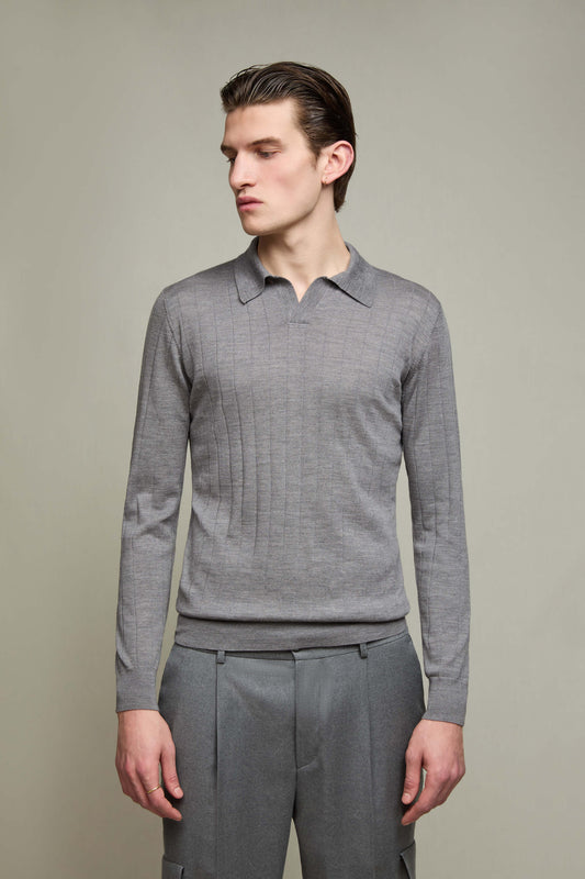 Polo in maglia grigio fumo
