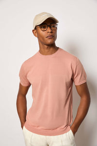 Maglia manica corta in cotone rosa cipria rosa