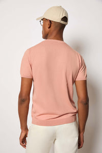 Maglia manica corta in cotone rosa cipria rosa