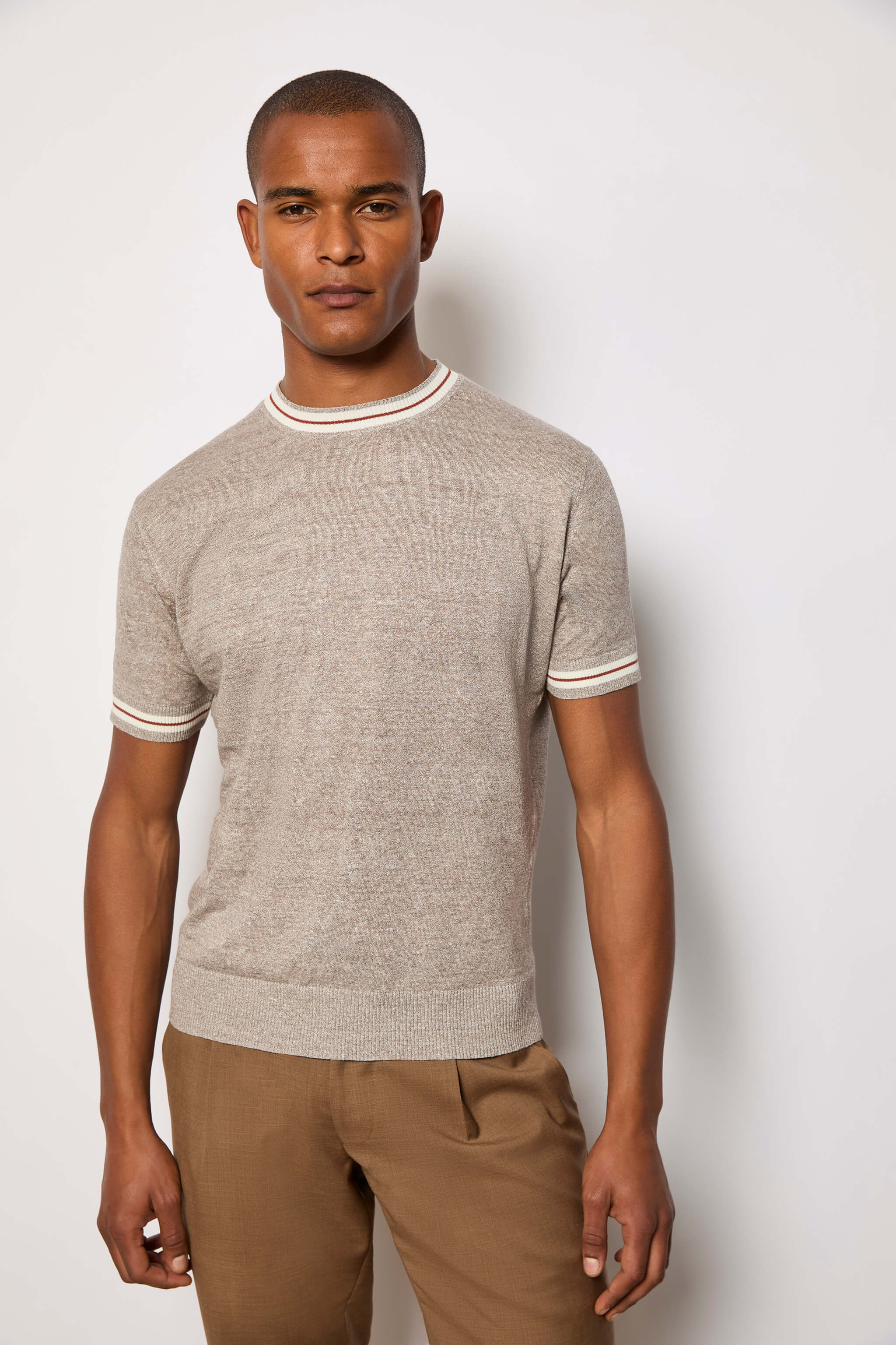 Linen and cotton T-shirt - taupe