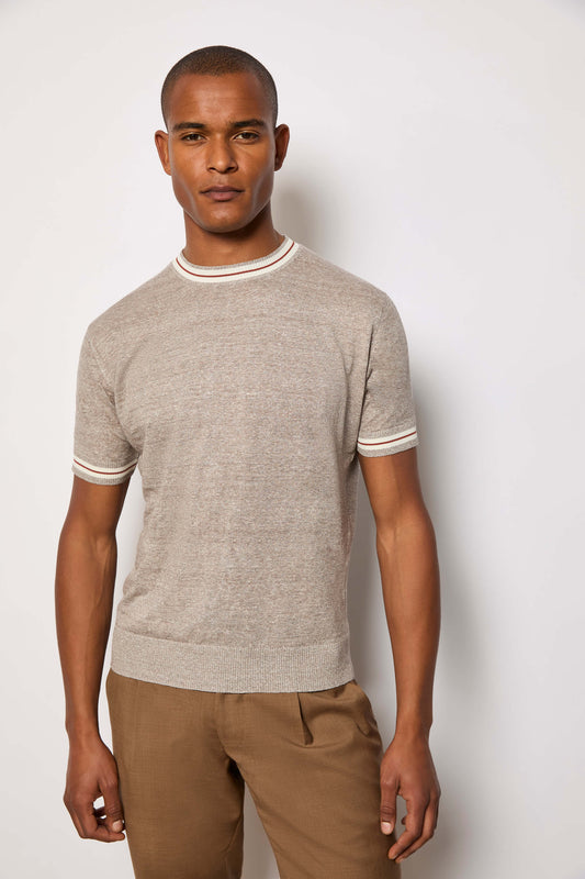 Linen and cotton T-shirt - taupe