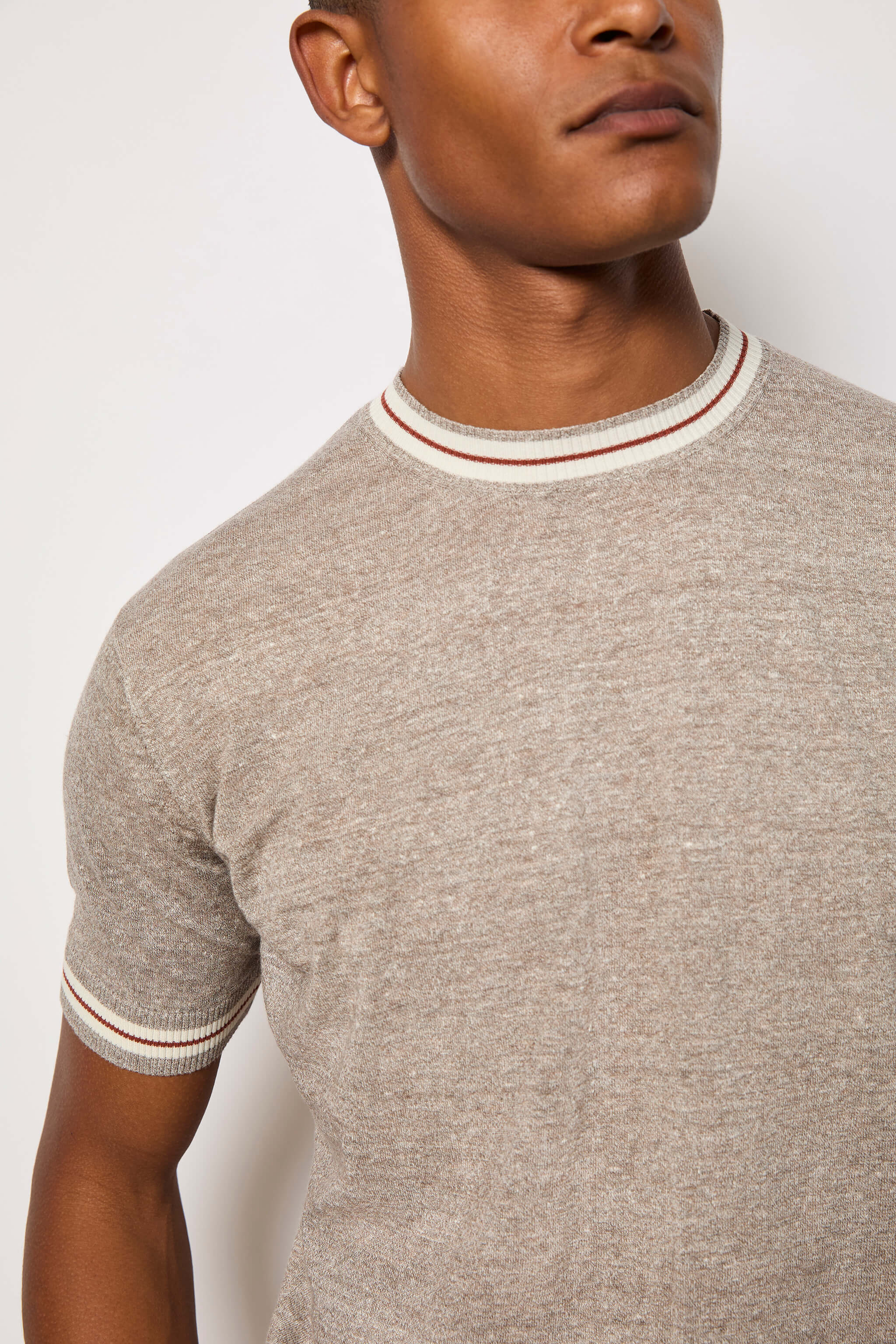 Linen and cotton T-shirt - taupe
