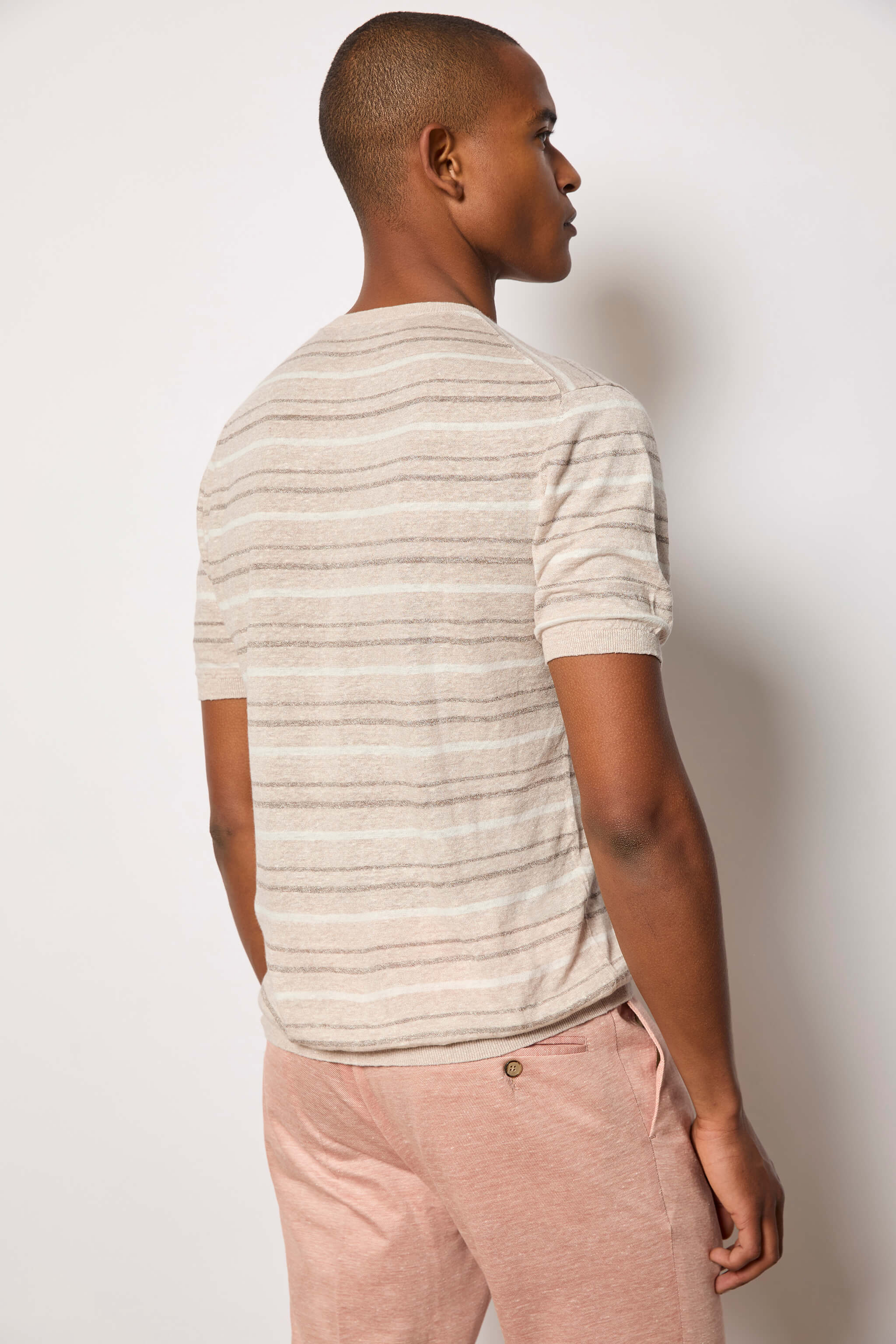 Maglia manica corta a righe in cotone