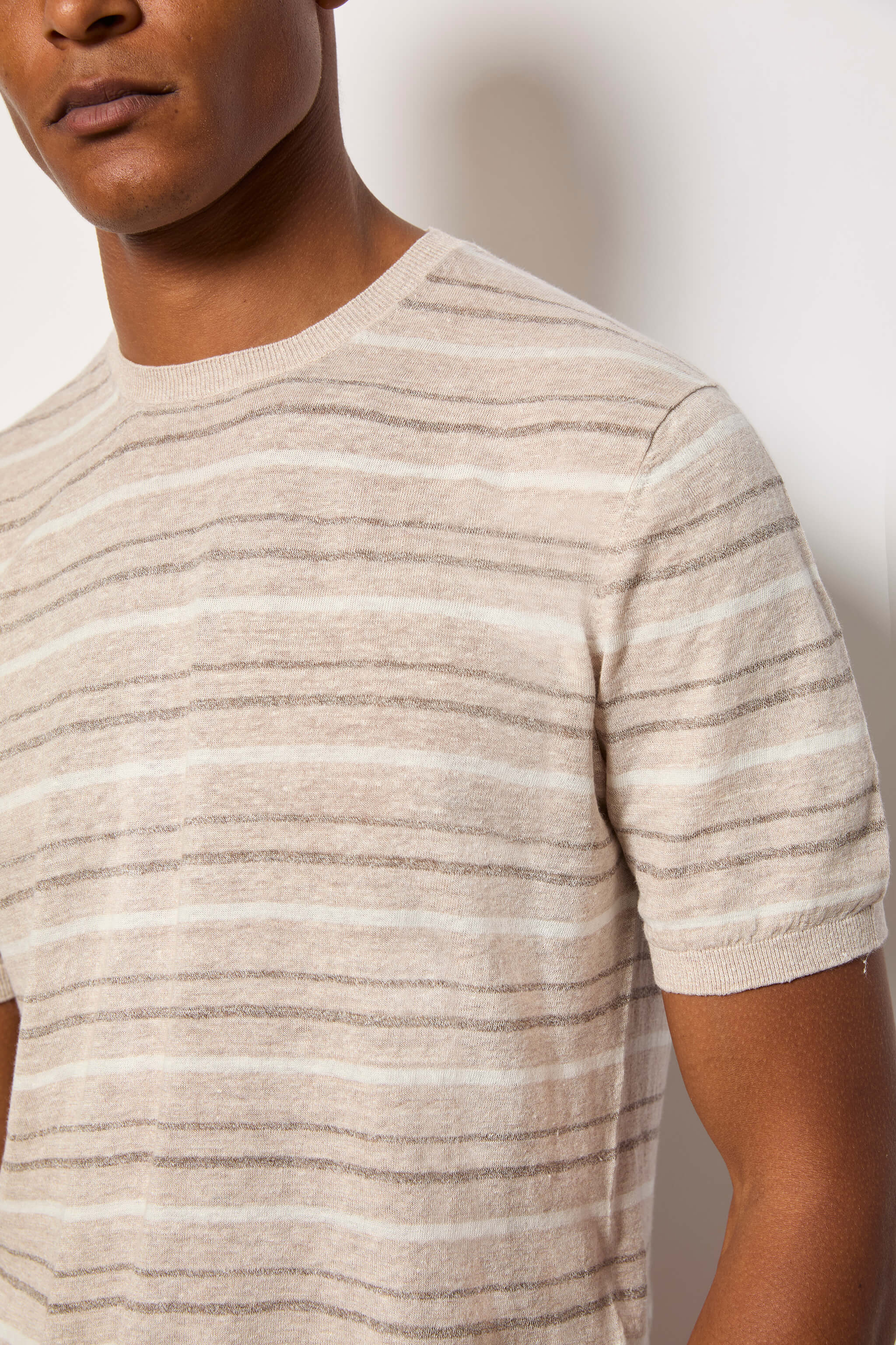 Maglia manica corta a righe in cotone