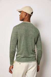 Long-sleeve linen sweater - green light green