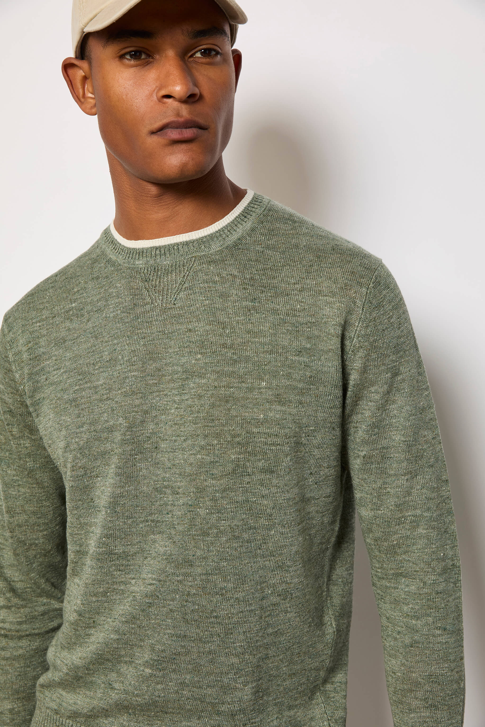 Long-sleeve linen sweater - green
