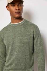 Long-sleeve linen sweater - green light green