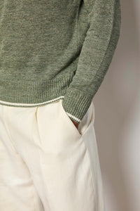Long-sleeve linen sweater - green light green