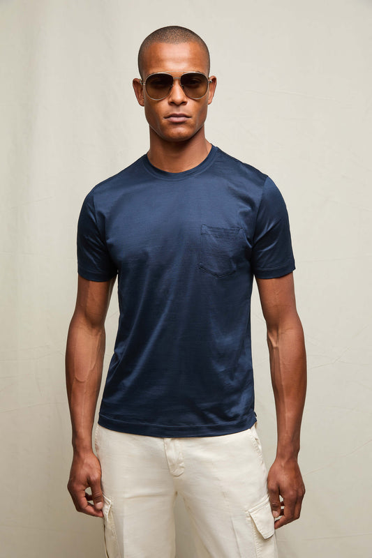 T-shirt in cotone blu profondo