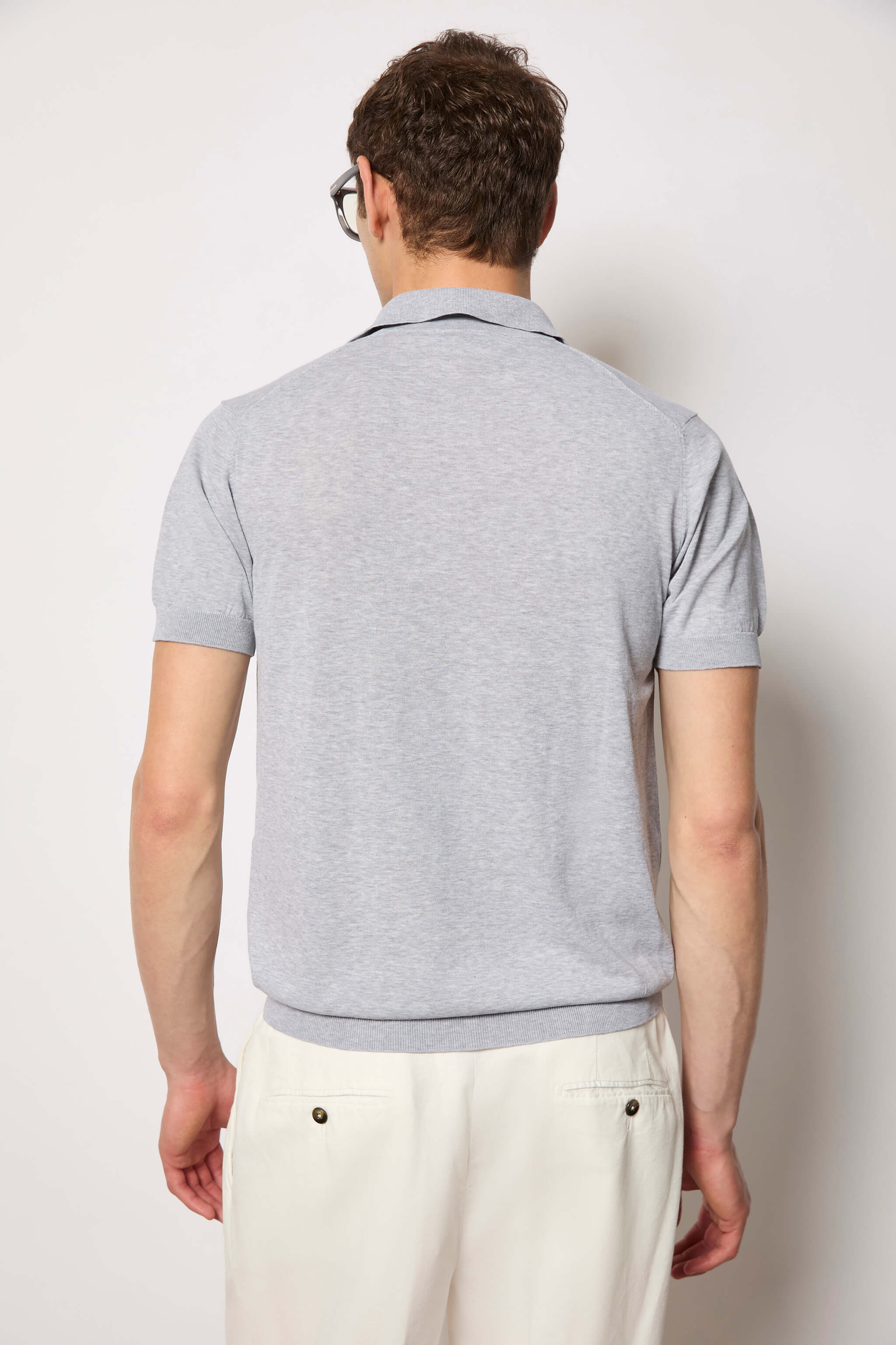 Knit polo shirt - gray m�lange