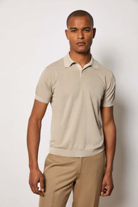 Knit polo shirt - beige beige